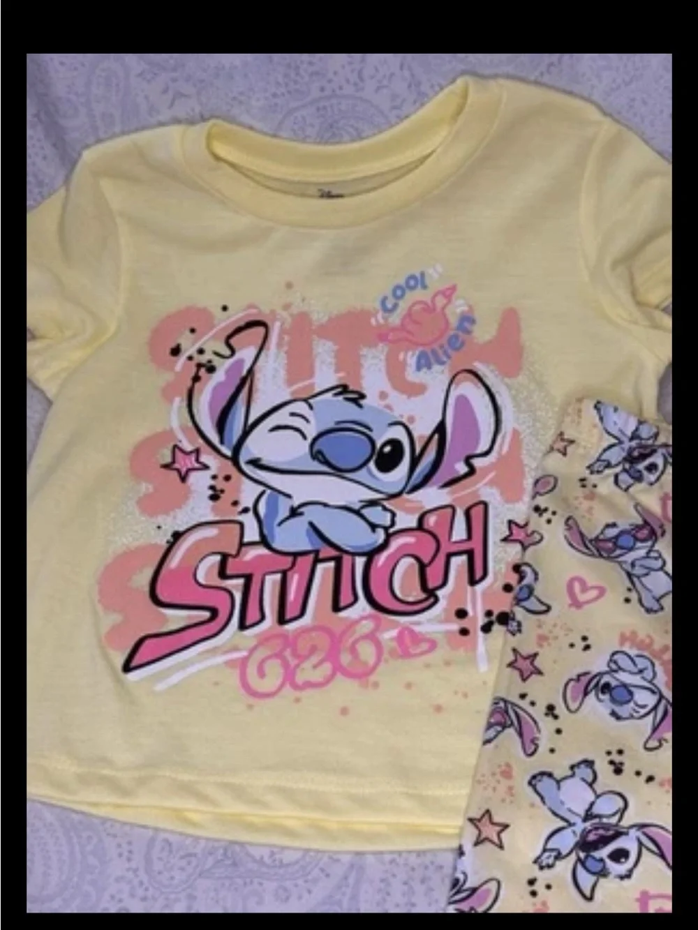 Disney’s Stitch Toddler 2 Piece Yellow Top & Capri Pants